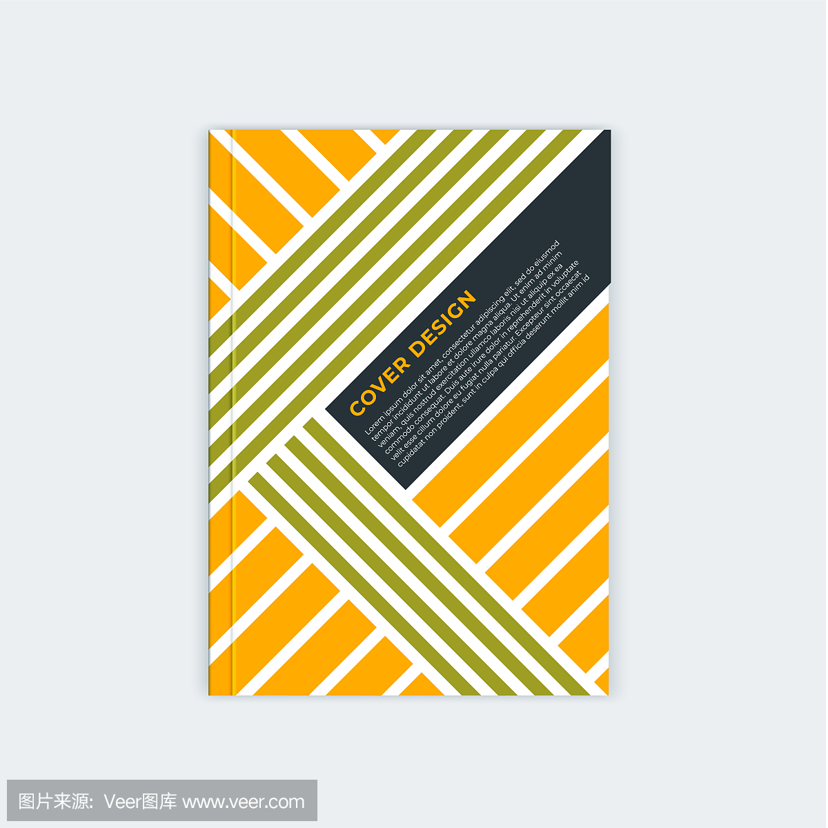 Minimalistic brochure template design. Flyer, booklet, annual report cover template. Modern diagonal abstract stripes. Place under the heading and text.